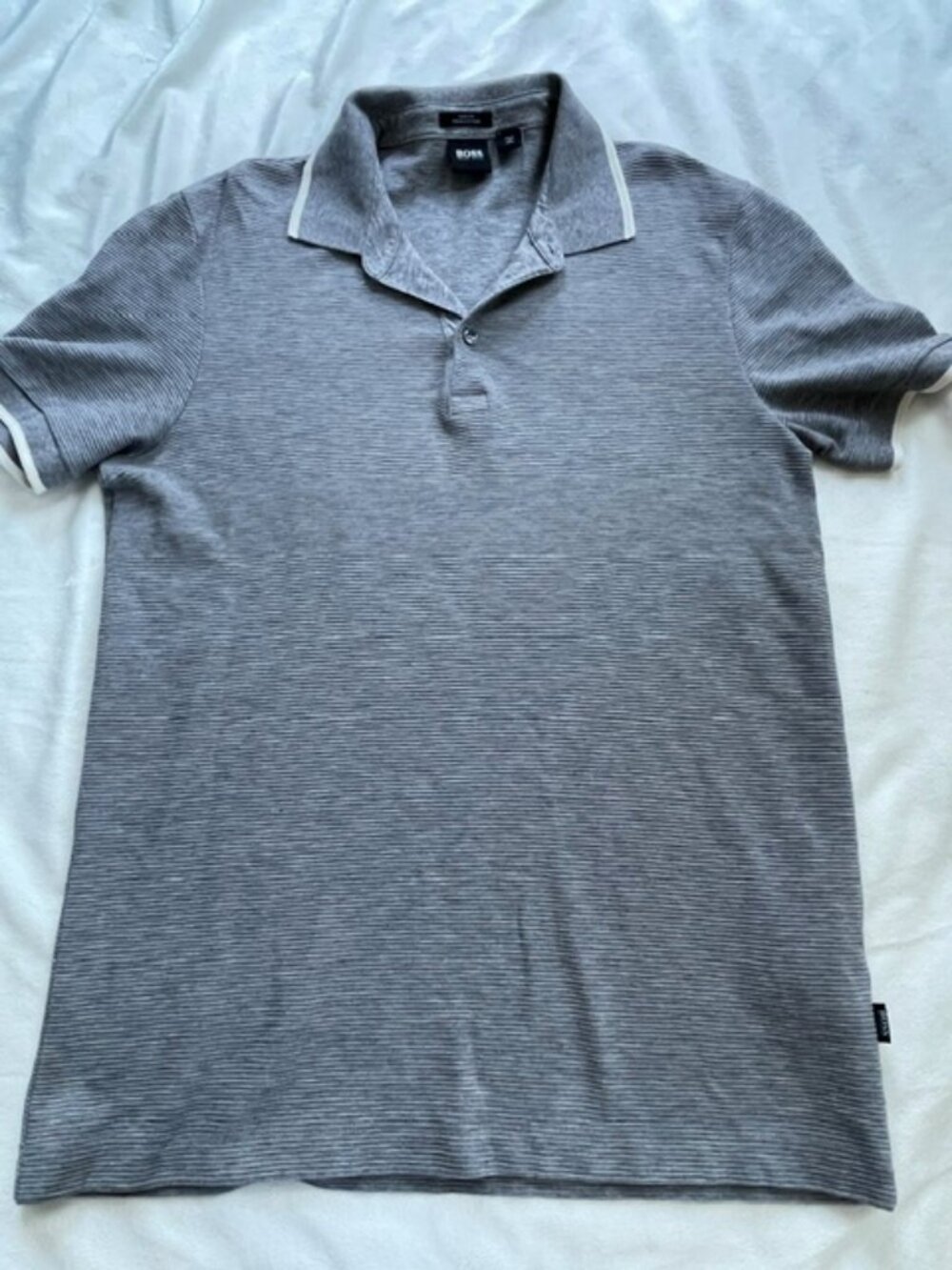 BOSS Hugo Boss Men’s Slim Fit Pima Cotton Polo Shirts, Gray, Size M